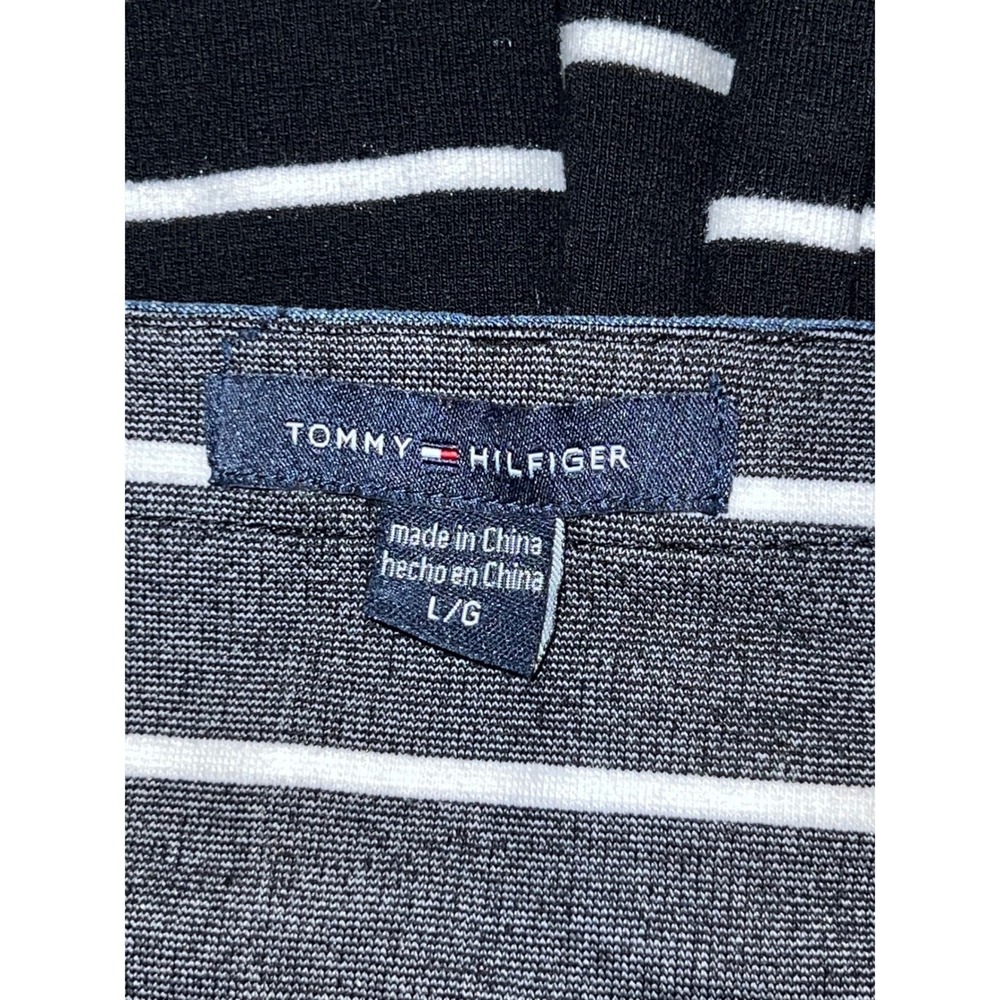 Tommy Hilfiger Striped Boat Neck Dress Denim Collar 3/4 Sleeve Women's Size L - Picture 7 of 9